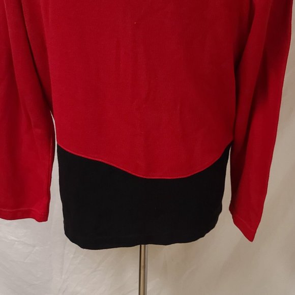 Teddi Womens Large Red Black Floral Long Sleeve Button Up Cardigan Sweater USA - Picture 10 of 13